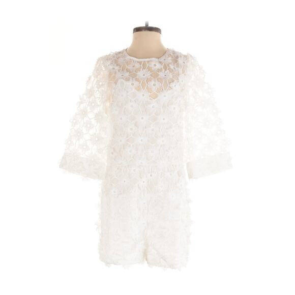 H&M White Sheer Floral Mini Romper Bridal 2 - Picture 3 of 6